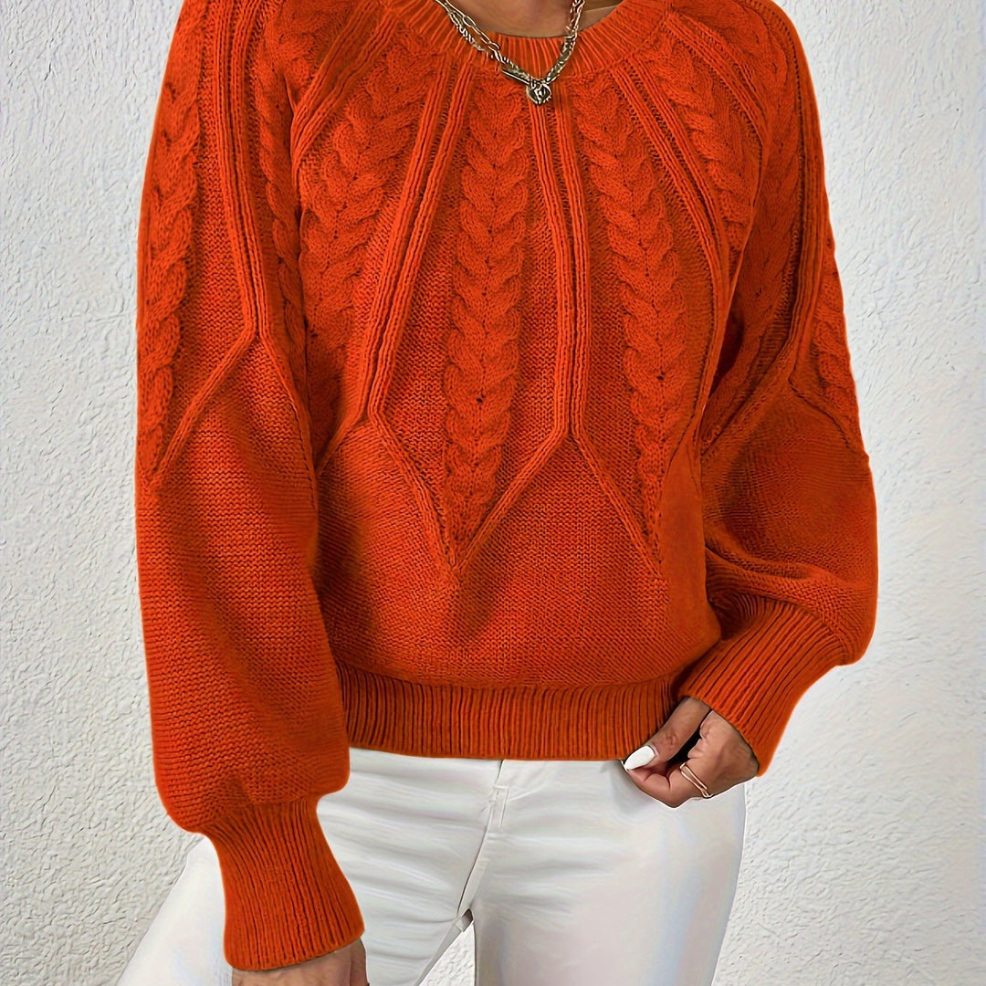 Hannah | Women's Cable Knit Jumper Voluminous Sleeves Wool Blend
