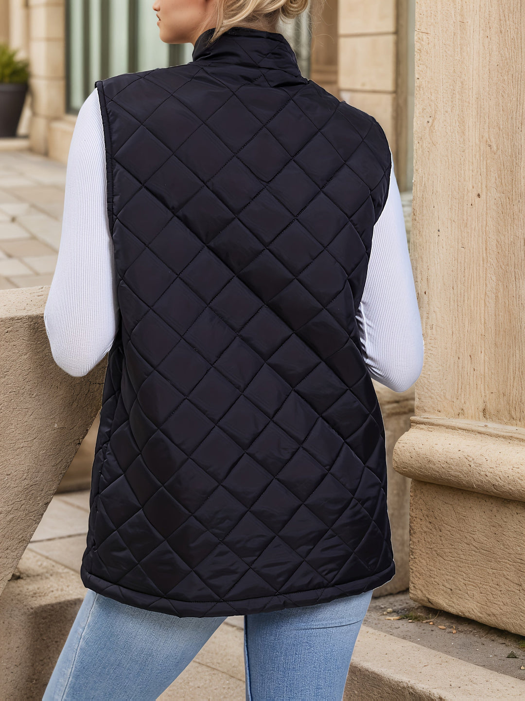 Eileen | Diamond-Quilted Longline Gilet