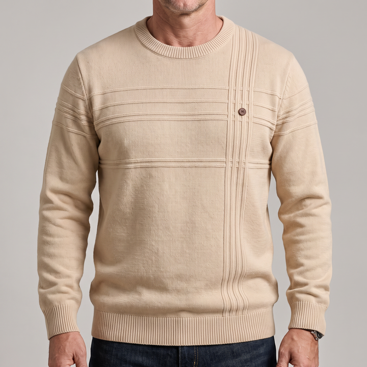 Matthias | Men's Cotton Crew Neck Knitted Jumper Ribbed Cuffs