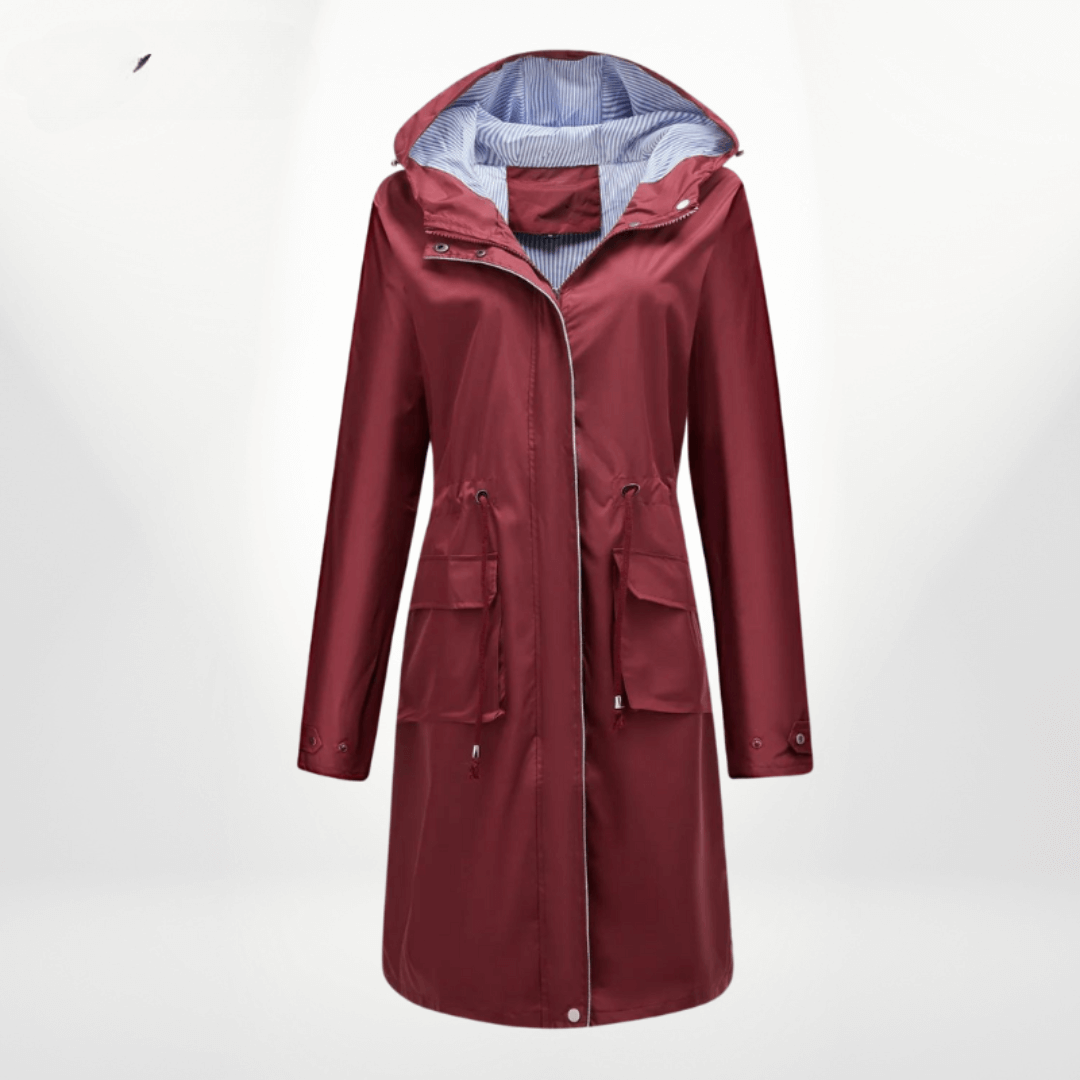 Hildegund | Women's Waterproof Raincoat Hooded Drawstring Waist