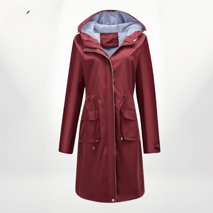 Hildegund | Women's Waterproof Raincoat Hooded Drawstring Waist