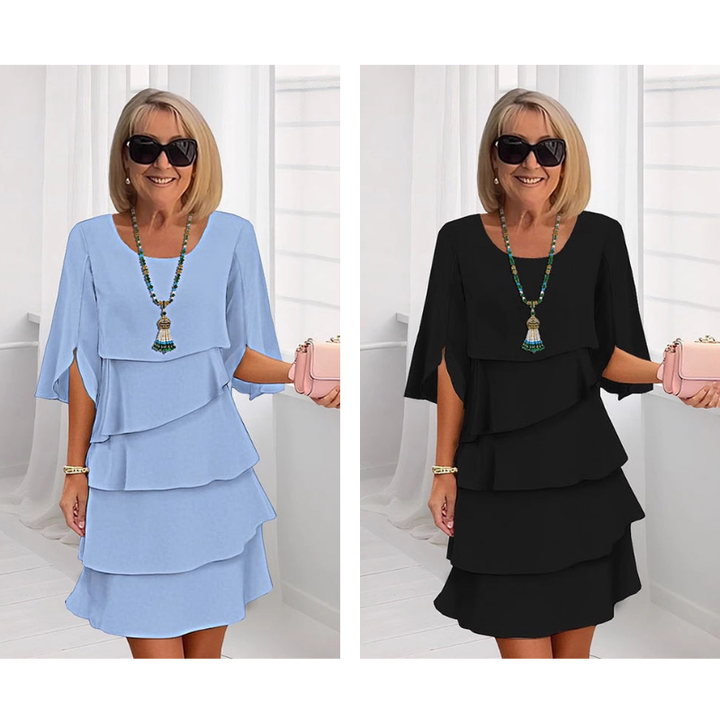 Seraphina | Women's Layered Midi Dress Puff Sleeves