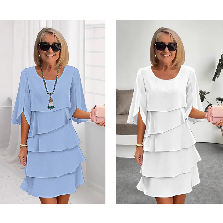 Seraphina | Women's Layered Midi Dress Puff Sleeves