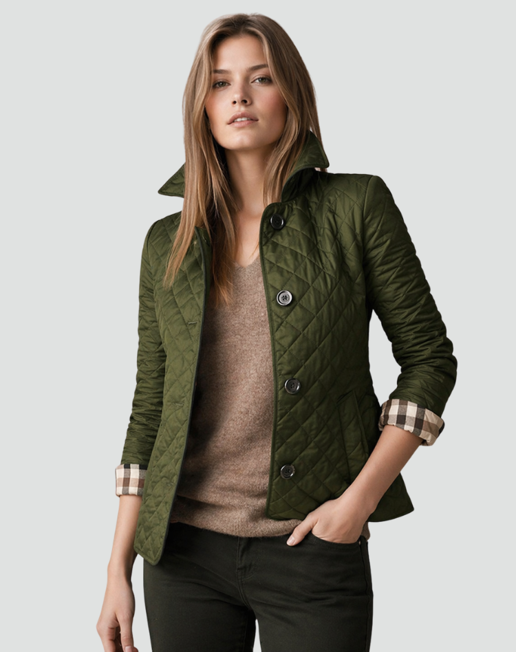Violet | Women's Lightweight Quilted Jacket Button Front Collar