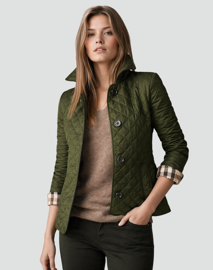 Violet | Women's Lightweight Quilted Jacket Button Front Collar