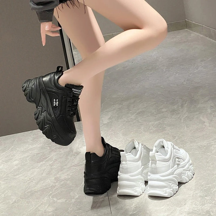 Harper | Women's Leather Chunky Platform Trainers Thick Sole