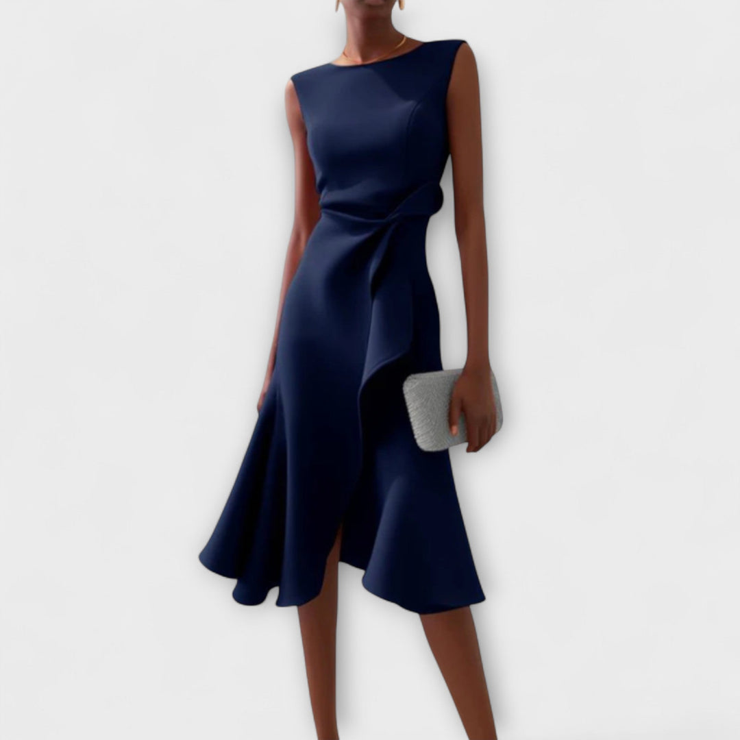 Sheila Draped Asymmetric Midi Dress