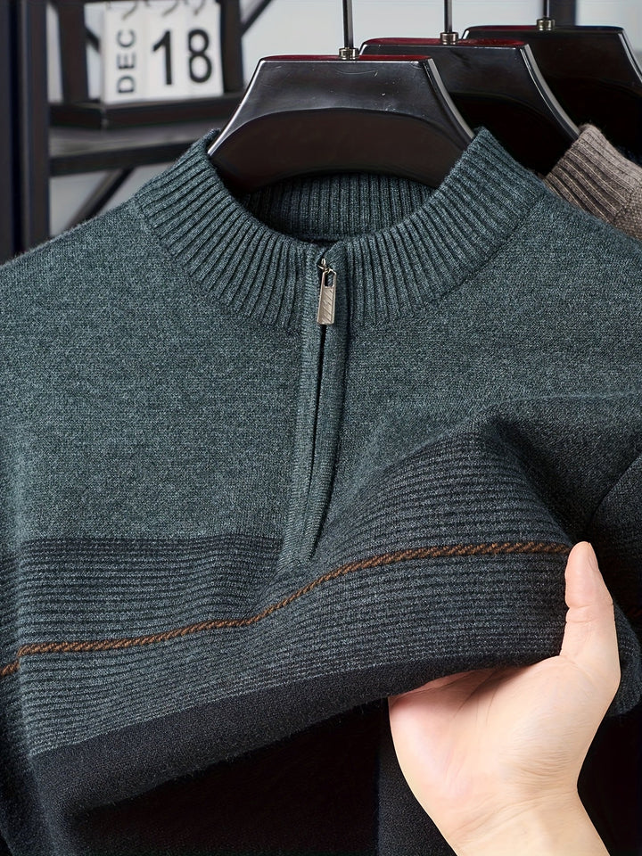 Oscar | Men's Knitted Zip Neck Jumper Long Sleeve