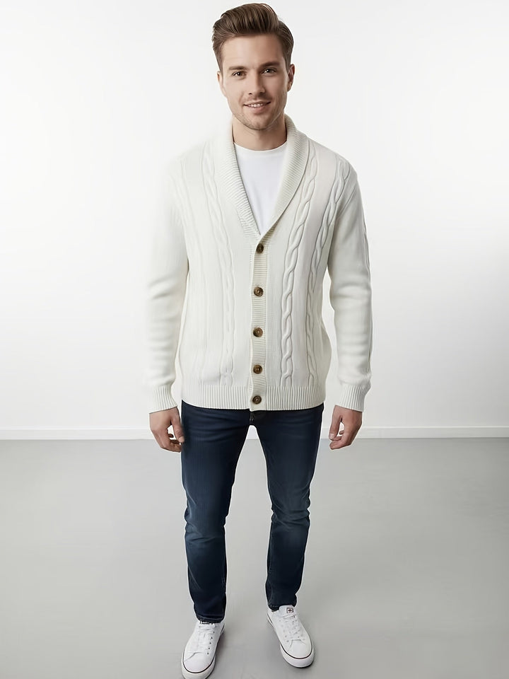 Donovan | Men's Cable Knit Cardigan Button Front Long Sleeve