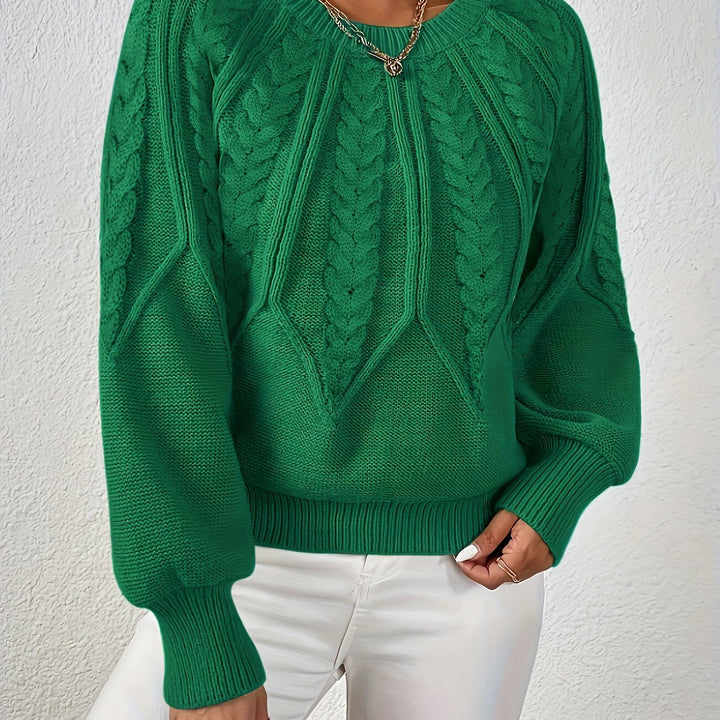 Hannah | Women's Cable Knit Jumper Voluminous Sleeves Wool Blend