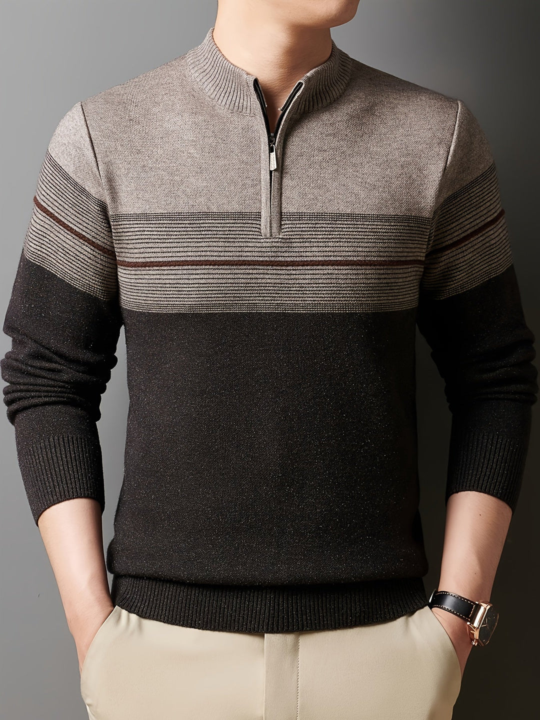 Oscar | Men's Knitted Zip Neck Jumper Long Sleeve