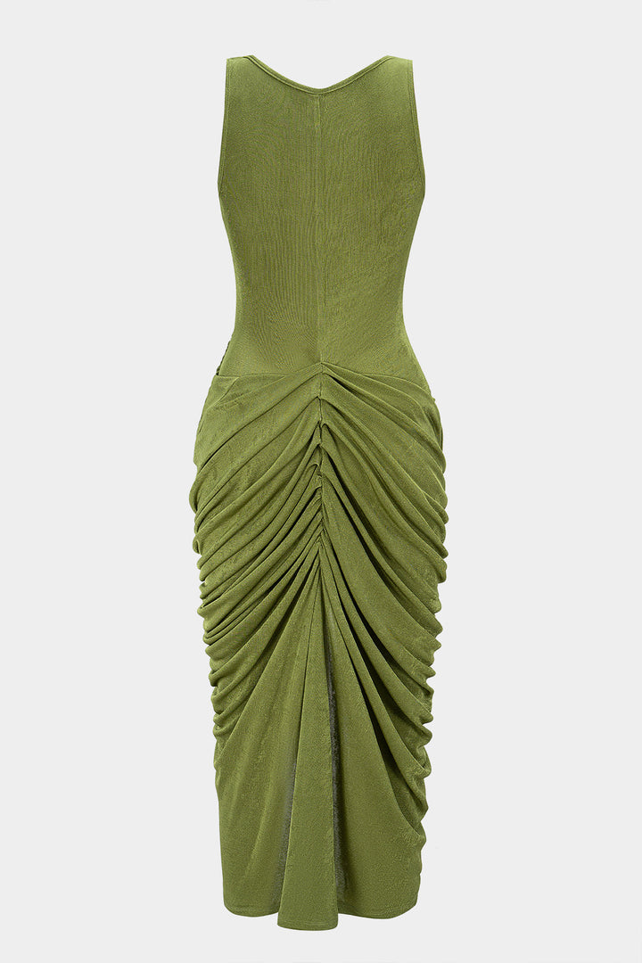 Amara Ruched Twist Midi Dress