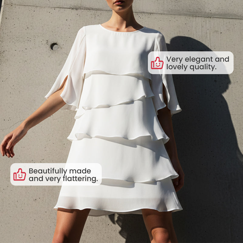 Seraphina | Women's Layered Midi Dress Puff Sleeves