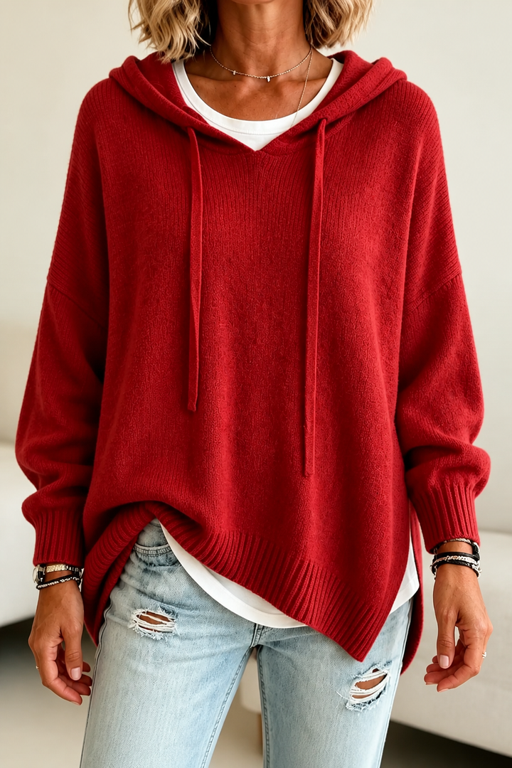 Alina | Women's Oversized Hooded Knitted Jumper Dropped Shoulder