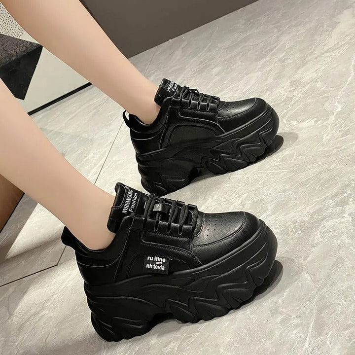 Harper | Women's Leather Chunky Platform Trainers Thick Sole