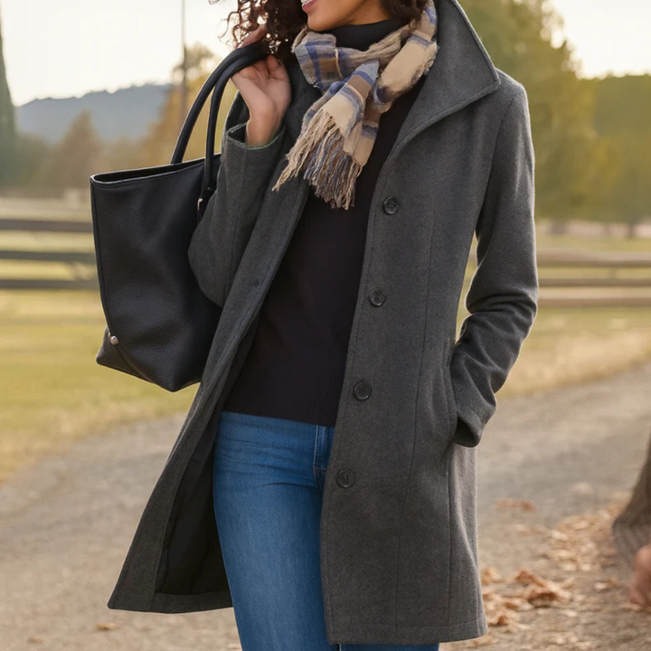 Helga | Women's Classic Winter Coat with Button Placket