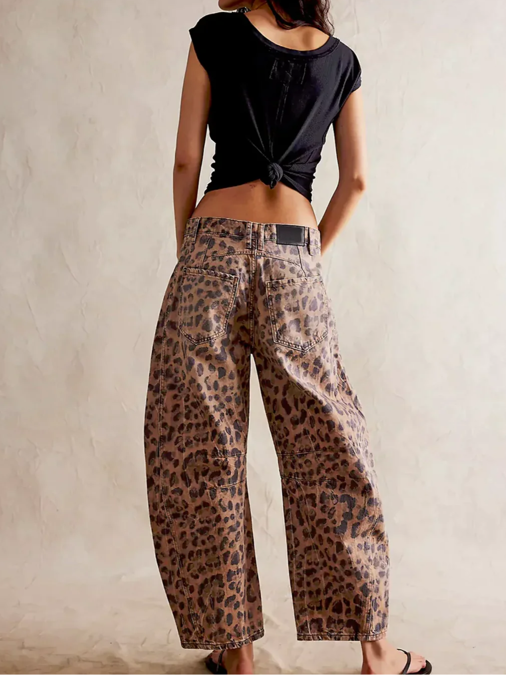 Coralie Leopard Barrel Leg Jeans