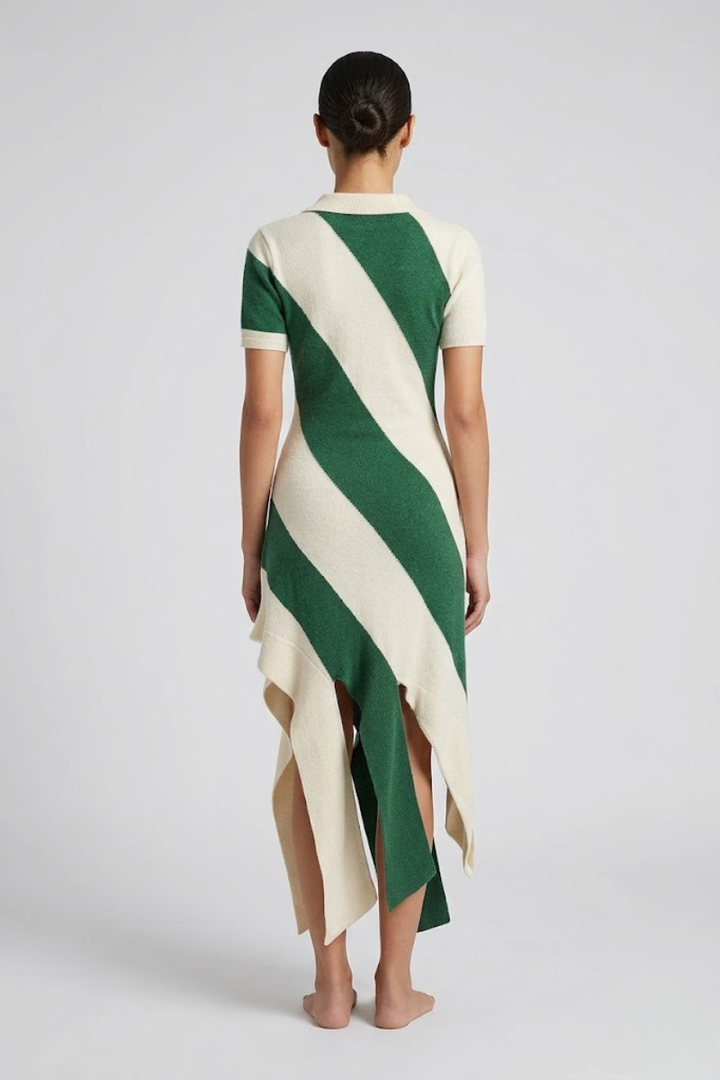 Mirella Contrast Knit Polo Dress