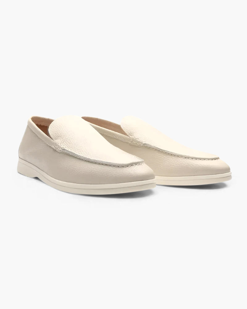 Men’s Textured Leather Loafers with Flexible Contrast Sole