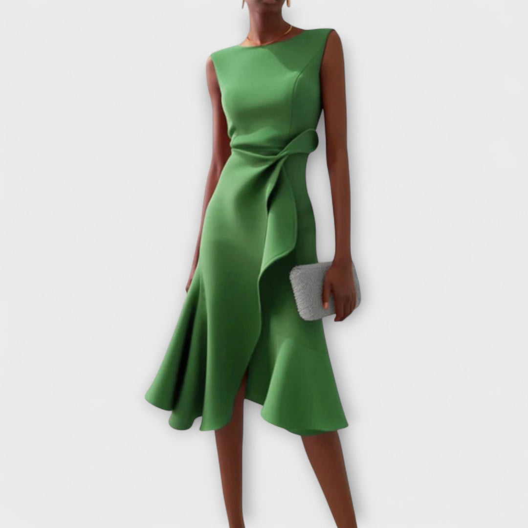 Sheila Draped Asymmetric Midi Dress