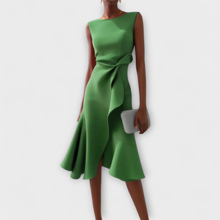 Sheila Draped Asymmetric Midi Dress