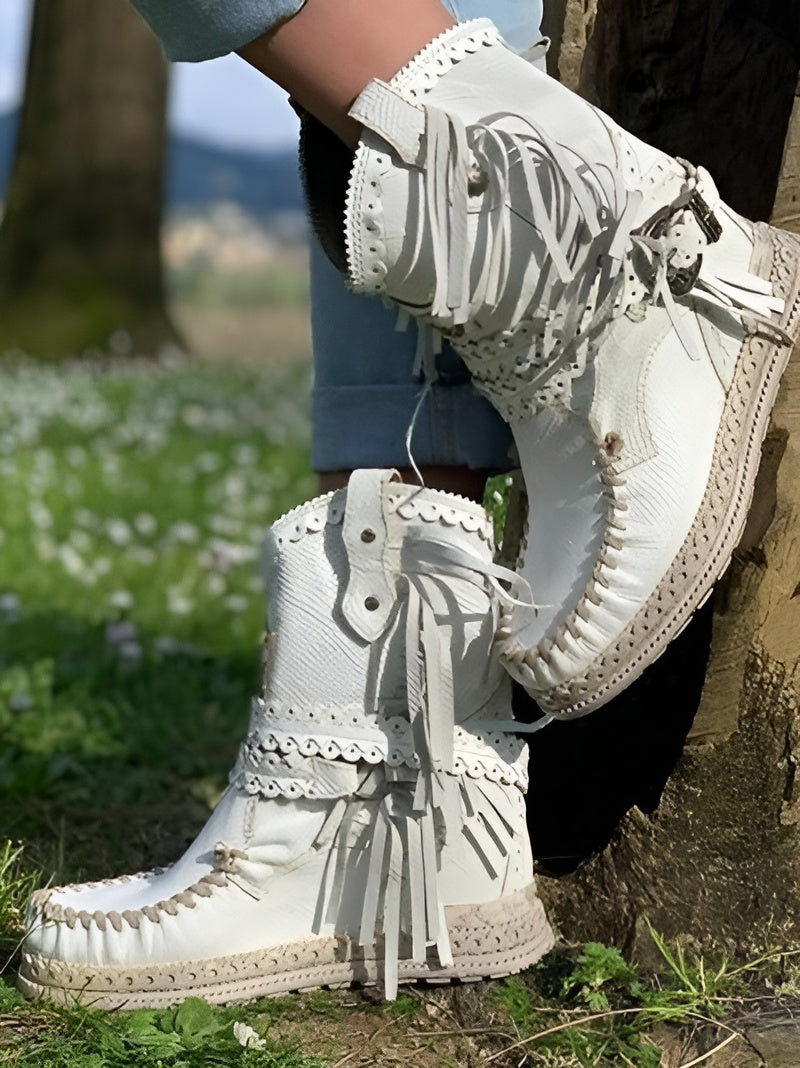 Women’s Boho Ankle Boots – Fringe Western Style for Casual Wear
