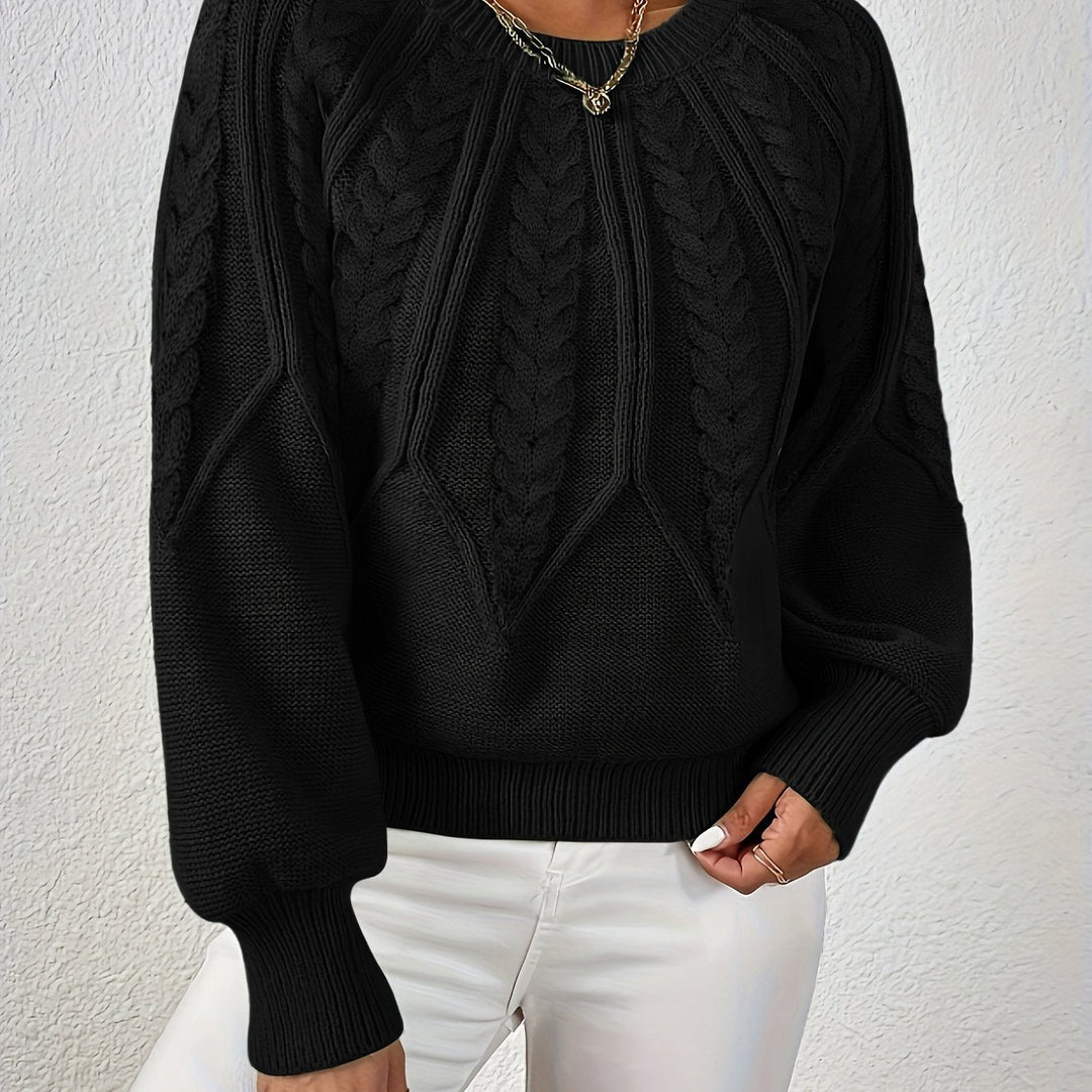 Hannah | Women's Cable Knit Jumper Voluminous Sleeves Wool Blend