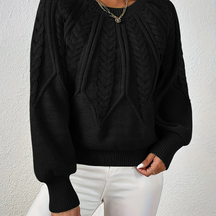 Hannah | Women's Cable Knit Jumper Voluminous Sleeves Wool Blend