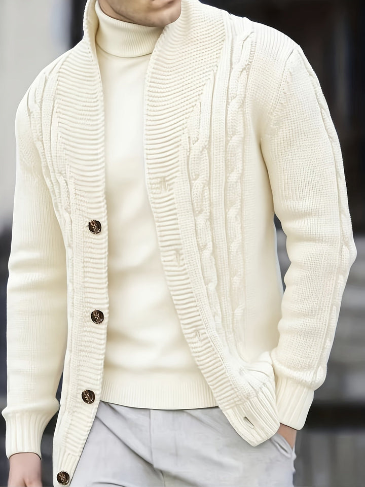 Donovan | Men's Cable Knit Cardigan Button Front Long Sleeve
