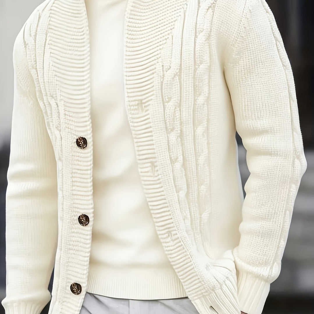 Donovan | Men's Cable Knit Cardigan Button Front Long Sleeve