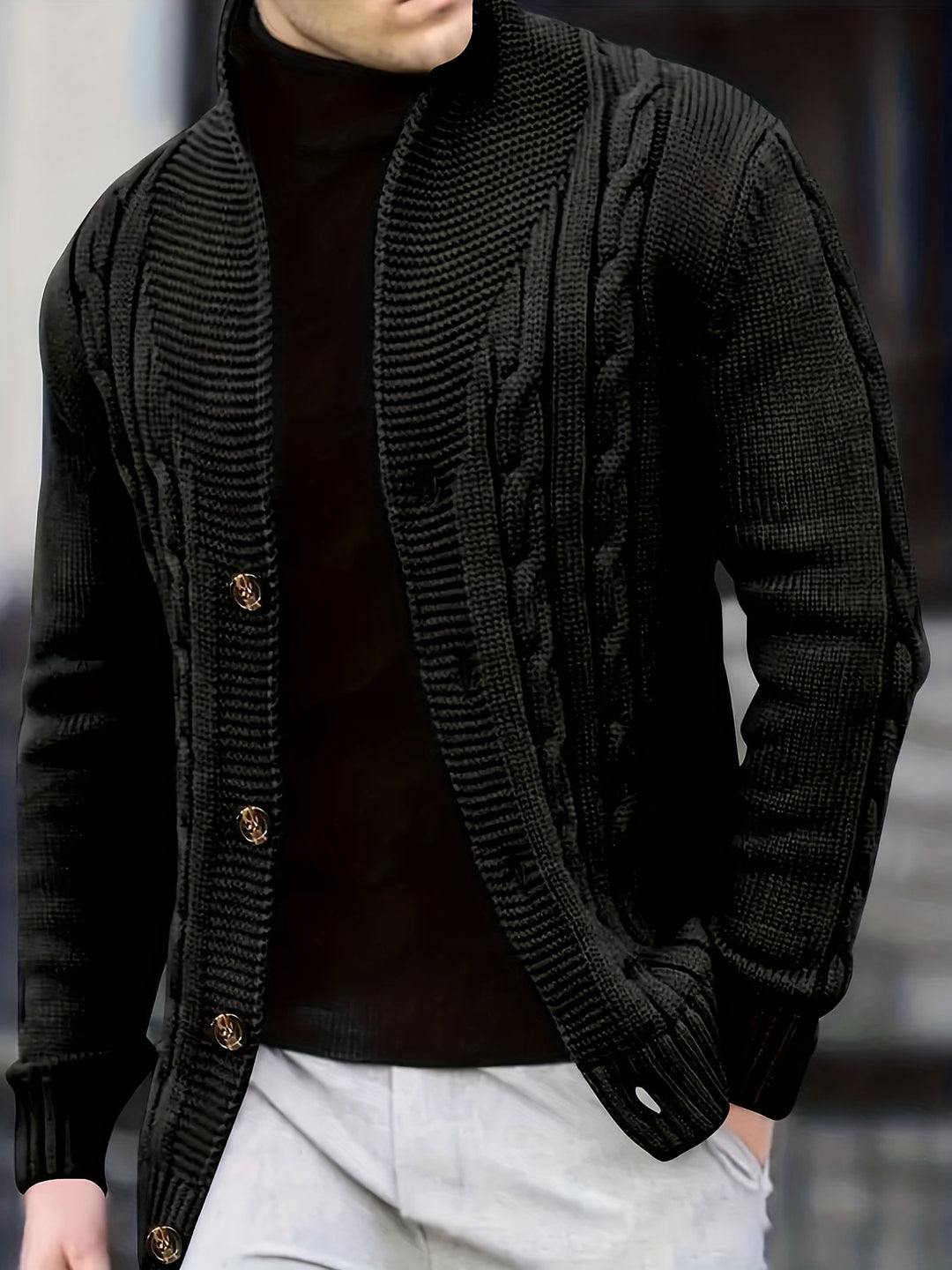 Donovan | Men's Cable Knit Cardigan Button Front Long Sleeve