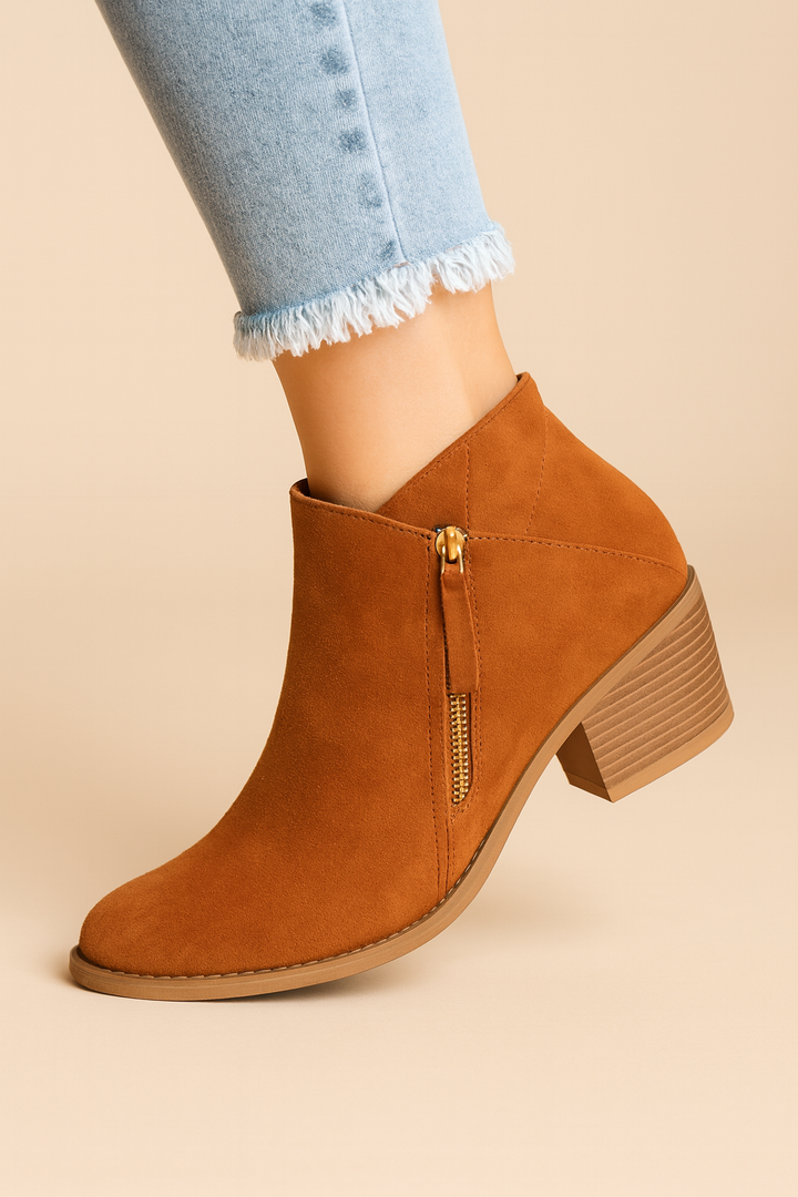 Imogen | Women's Block Heel Ankle Boots Side Zip Pointed Toe