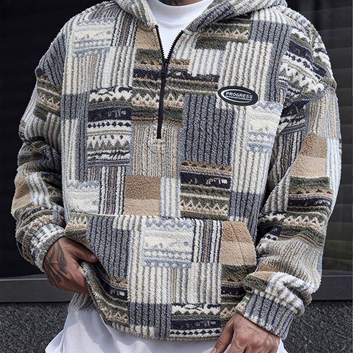 Desmond | Men's Half-Zip Textured Knit Jumper Plush Feel Zip Collar