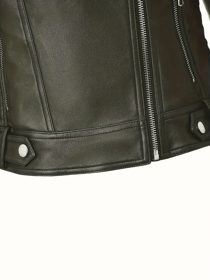 Mabel | Sculpted Zip-Front Biker Jacket