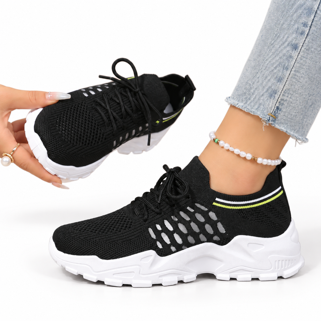 Molly | Women's Knit Trainers Lace-Up Chunky Sole Low-Top