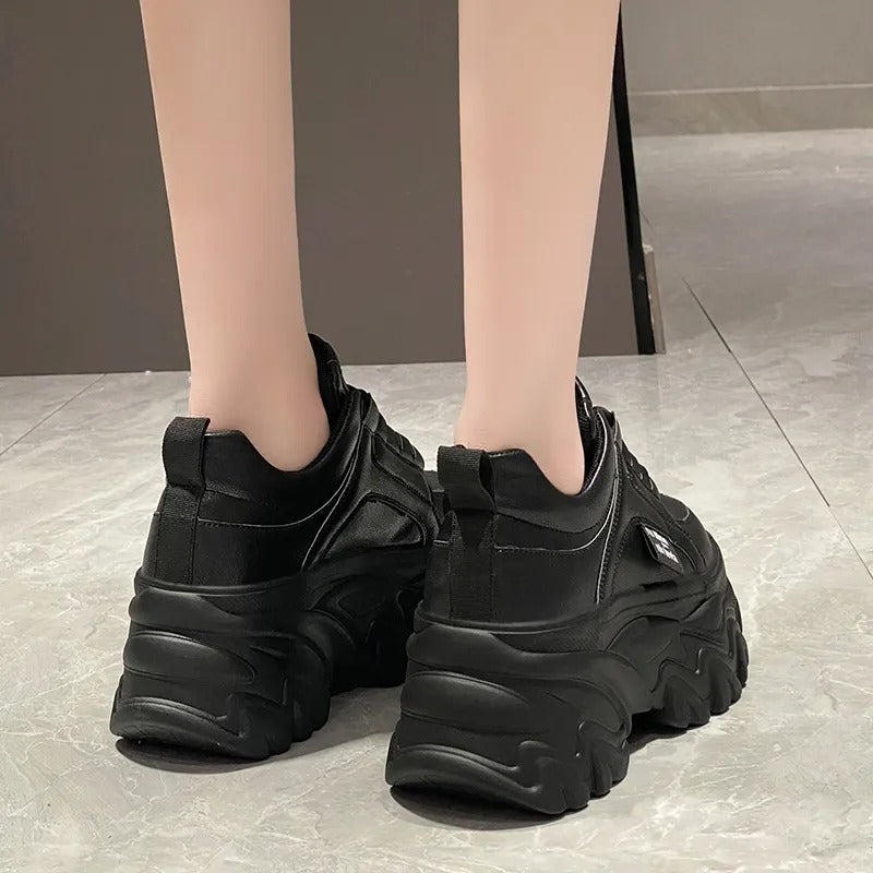 Harper | Women's Leather Chunky Platform Trainers Thick Sole