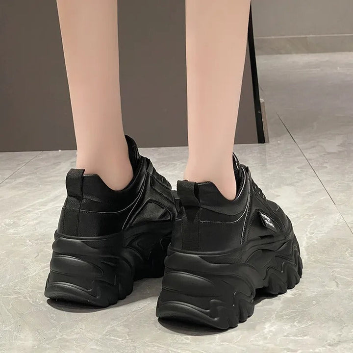 Harper | Women's Leather Chunky Platform Trainers Thick Sole
