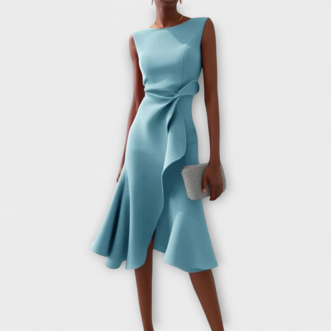 Sheila Draped Asymmetric Midi Dress