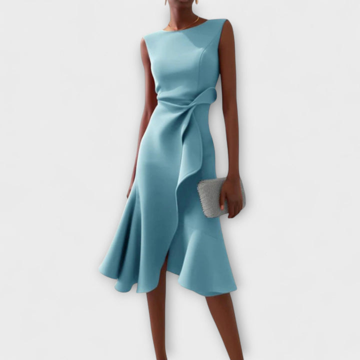 Sheila Draped Asymmetric Midi Dress