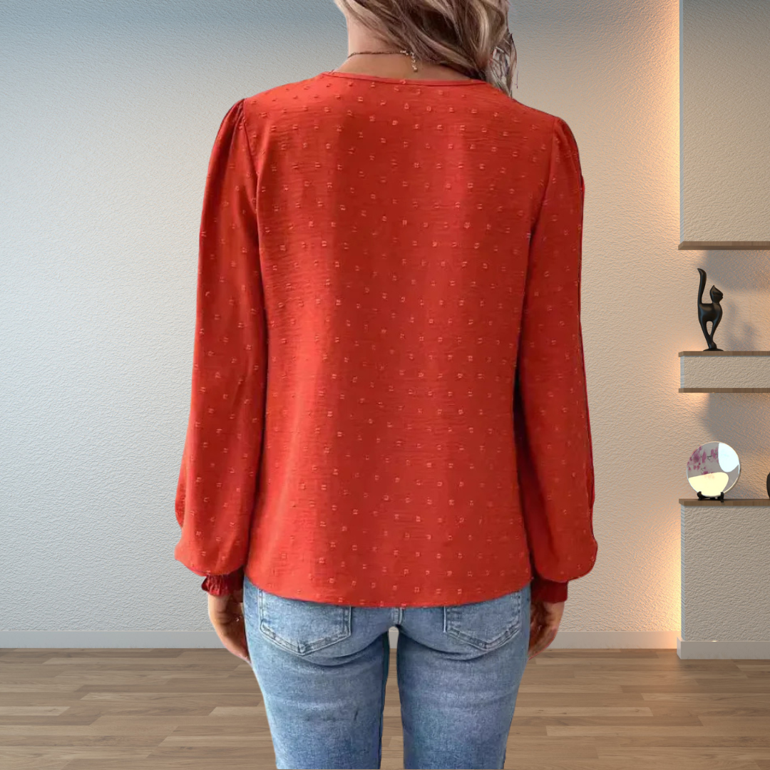 Elowira Lace Detail V Neck Blouse