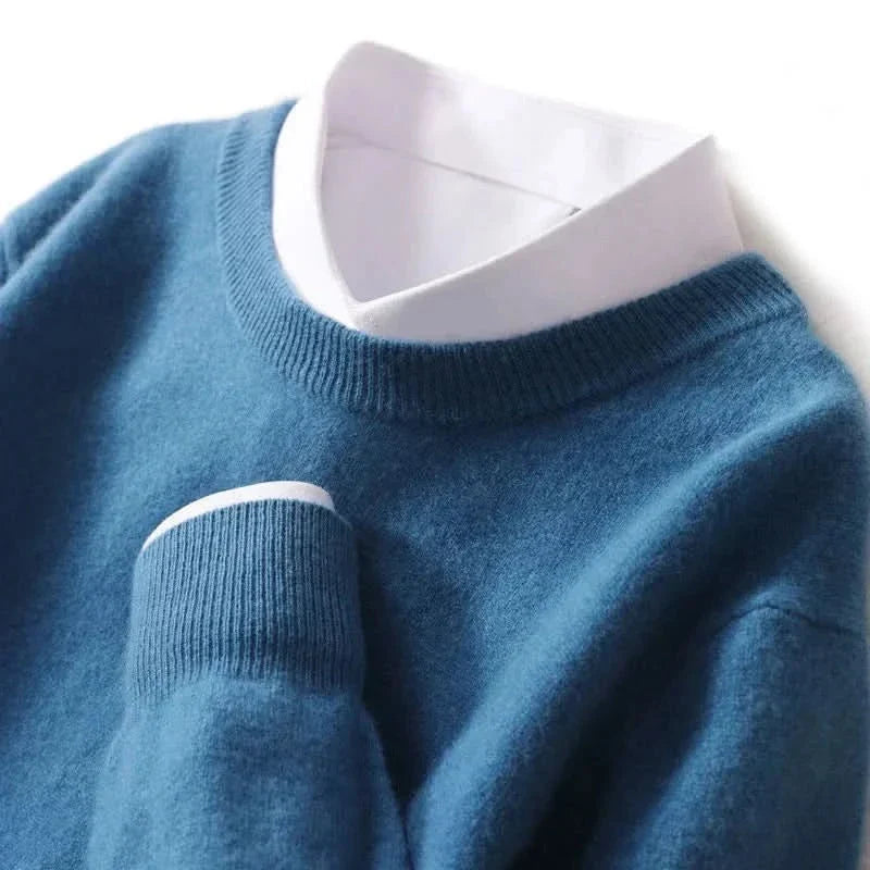 Elian | Men's Cashmere Fine Knit Jumper Ribbed Trims