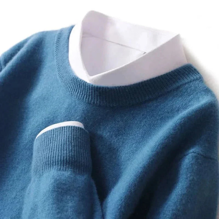Elian | Men's Cashmere Fine Knit Jumper Ribbed Trims