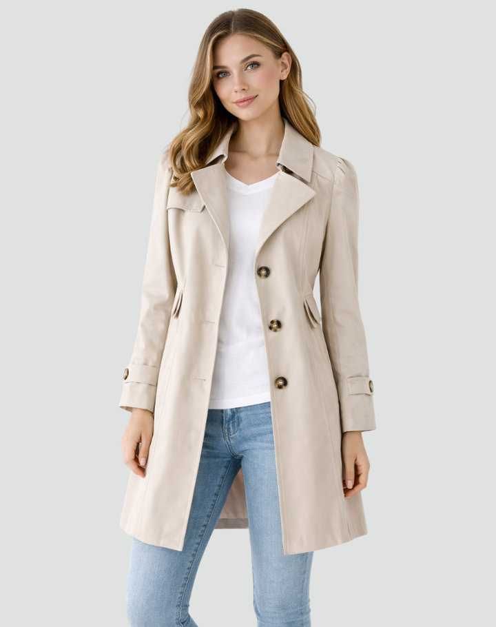 Trench Coat Ladies Slim Fit Lightweight Classic Collar with Lapels