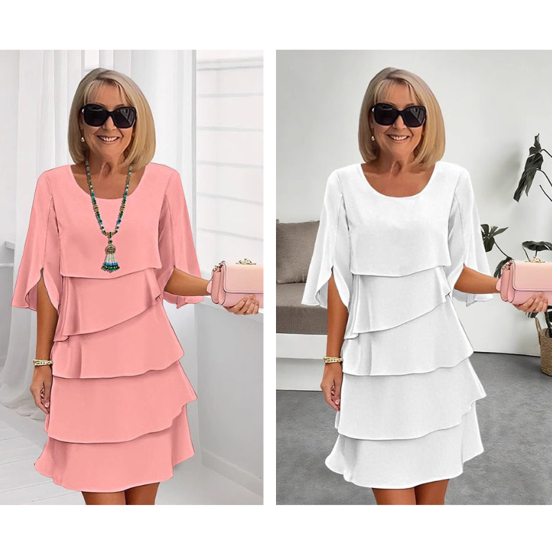Seraphina | Women's Layered Midi Dress Puff Sleeves