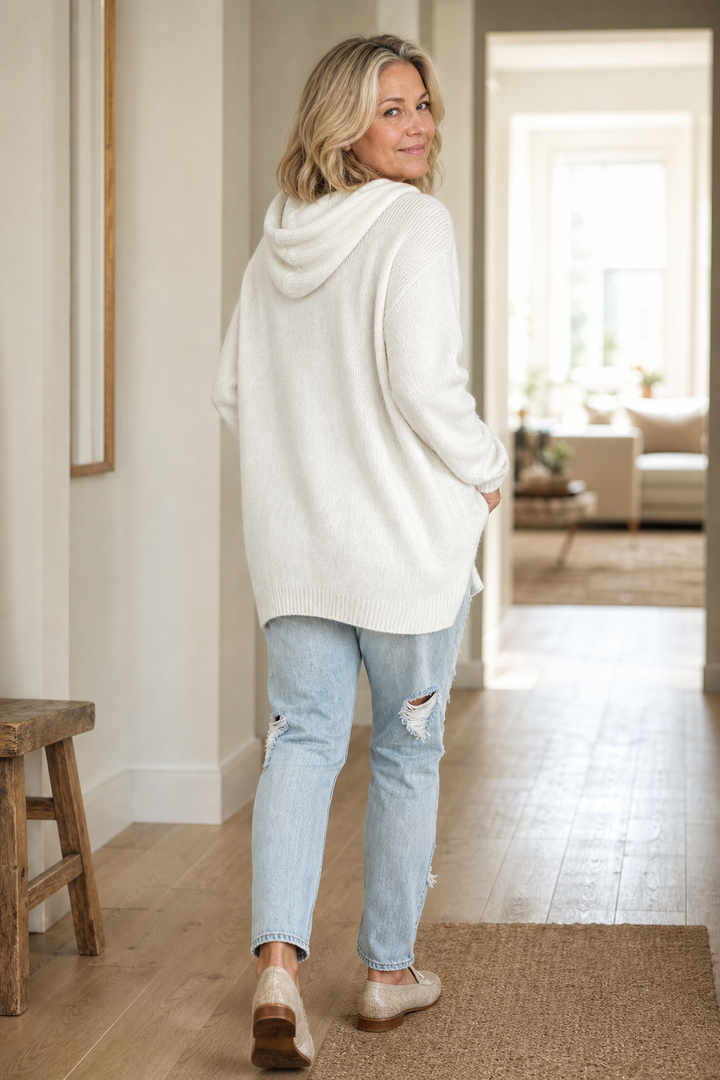 Alina | Women's Oversized Hooded Knitted Jumper Dropped Shoulder