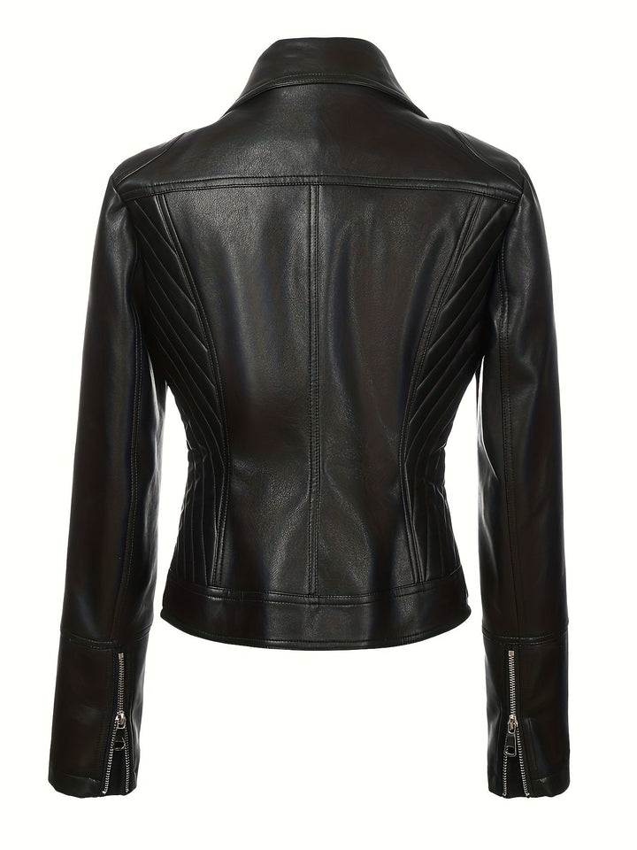 Mabel | Sculpted Zip-Front Biker Jacket