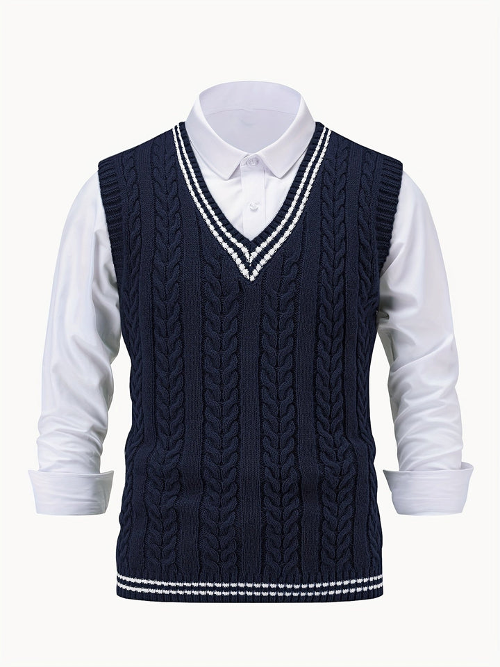 Gideon | Cable-Knit V-Neck Sweater Vest