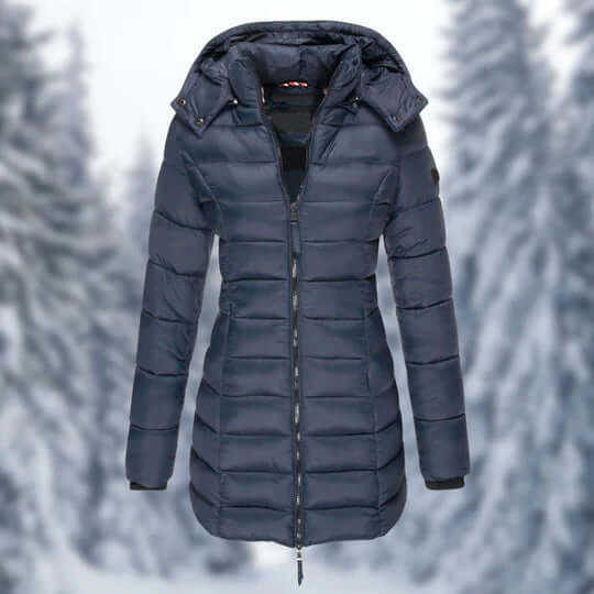 Theodora | Women's Quilted Padded Jacket Stand Collar Two-Way Zip Hood