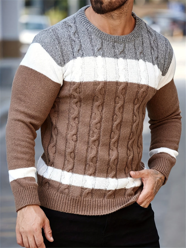 Ethan | Men's Colour Block Knitted Jumper Crew Neck