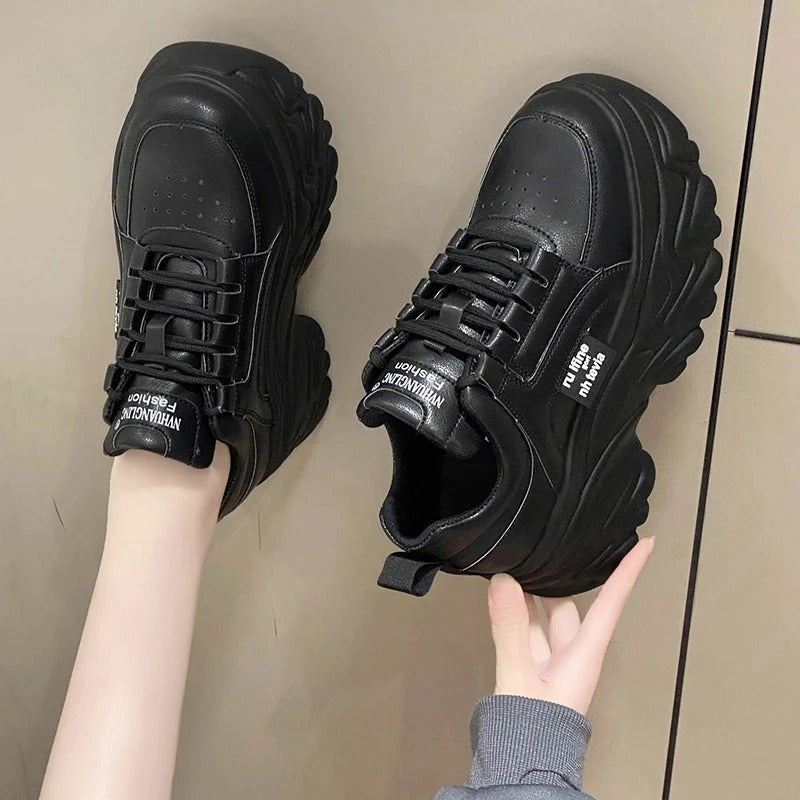 Harper | Women's Leather Chunky Platform Trainers Thick Sole